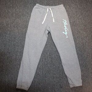 Hurley Light Gray Sweatpants with Teal Logo Size Small